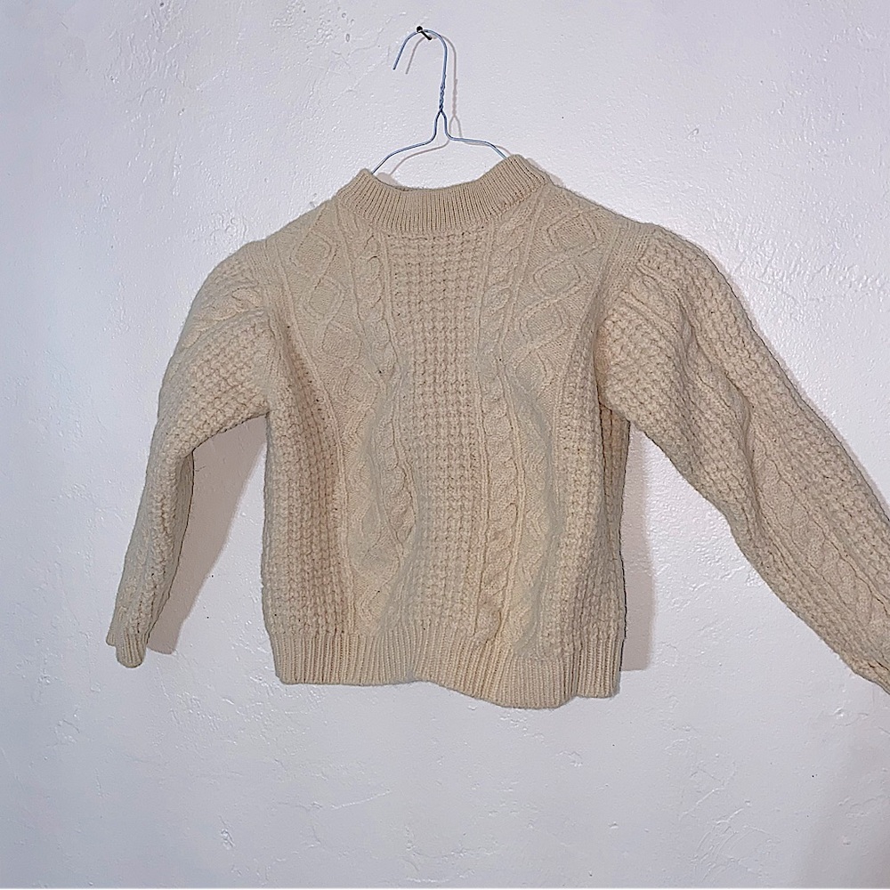 Wool Handknit Super Thick Mock Neck Sweater 100% Wool Heavyweight Winter Kids